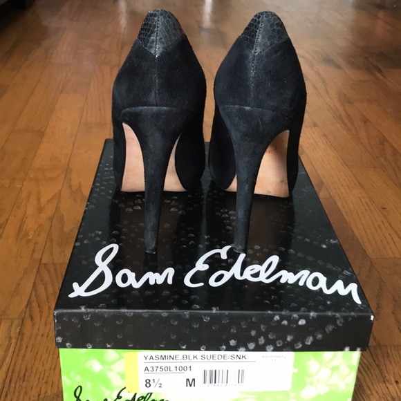 Sam Edelman-Yasmine Black Suede Heels - Picture 2 of 4